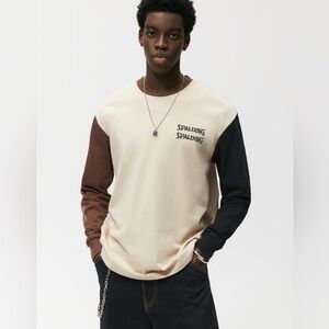 ZARA SPALDING beige, black and brown long sleeve tee